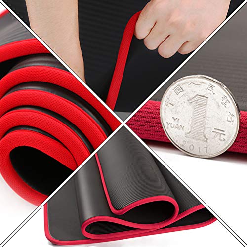 ABOOFAN Tapete portátil de ioga grosso NBR Tapete anti-derrapante para exercícios de ioga com alça p