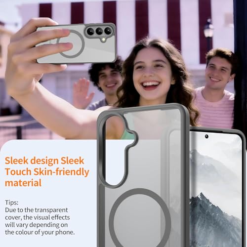 Image of DIZORO Compatible with Samsung S26 Plus 5g Case,Compatible with MagSafe, Non Yellow Military-Grade Drop Protection & Hard PC Back Cover Slim Transparent Anti-Scratch Shockproof Phone Case (Titanium)