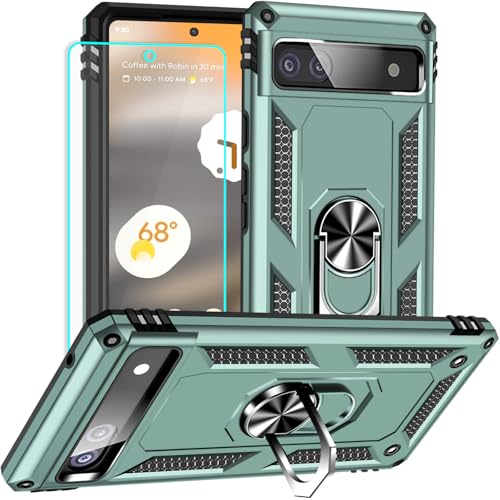 Étui de protection Google Pixel 6A avec béquille arrière et verre inclus