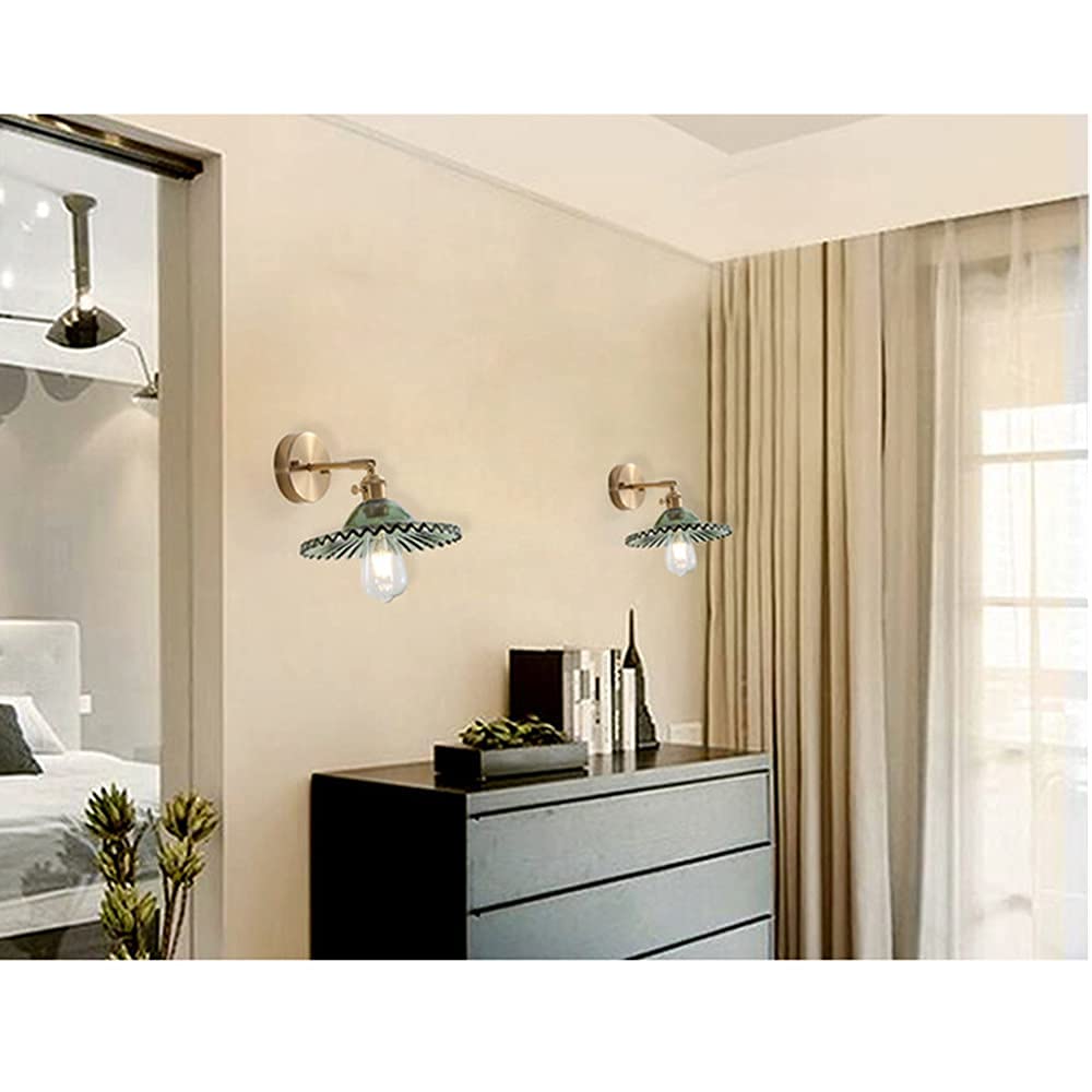 Chrasy Aplique Pared Industrial Vintage E27 Pantalla Cristal, Verde
