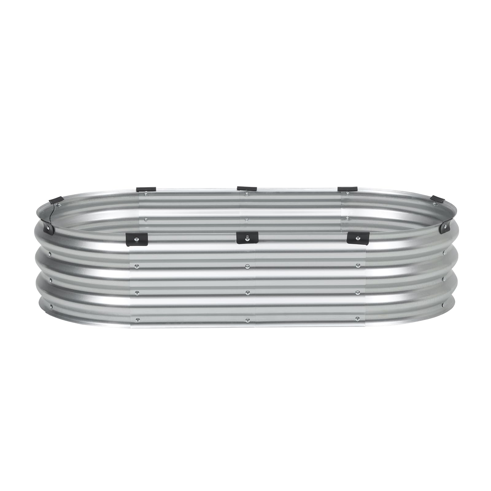 VEVOR Cama de Jardín Elevada de Metal 1195 x 585 x 270 mm con Fondo Abierto para Exteriores, Jardinera Ovalada Galvanizada para Jardinería de Verduras, Flores, Hierbas y Plantas Suculentas, Plateado