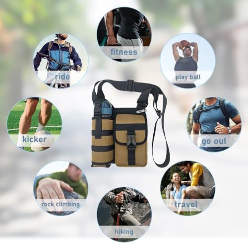 Image of Pekos Shoulder Bags with Water Bottle Holder | Crossbody Water Bottle Holder Pouch Bags, Sling Bag Crossbody Backpack | Hiking Daypack Shoulder Chest Bag for Hiking Walking Travel (1 Psc Multicolor)