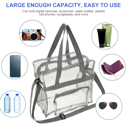 Clear Tote Bag, Heavy Duty Clear Lunch Tote with Handle and Adjustable Strap, for Stadium Games Concerts Work 6