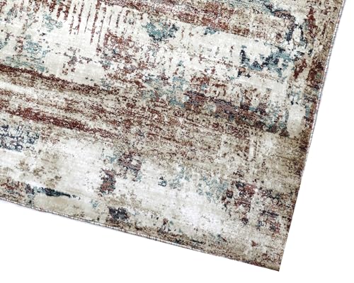 Image of Super Soft Art Collection Abstract Modern Classical Design Carpets Highest Density Silk Carpets for Home Living Room Bedroom /Hall (5x7 feet (150 x 210 cm) Multi Vintage L)