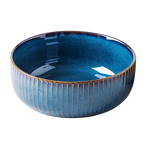 CSYY Hoteck Salatschüssel aus Keramik, Große Porzellan Salatschale Oder Suppenschale 21cm,Blau
