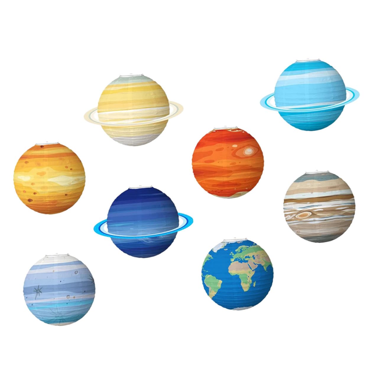 Housoutil 8 Stück Papierlaternen Planeten Motiv Hängende Dekoration für Kinderzimmer Weltraum Party Mehrfarbig Langlebig und Reißfest