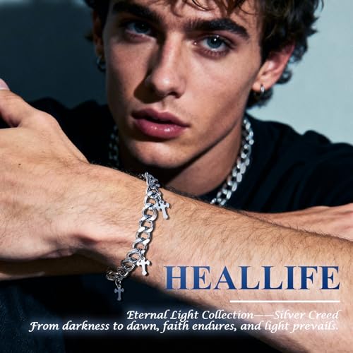 Pulsera cruz de acero inoxidable ajustable para hombre y mujer miniatura 2