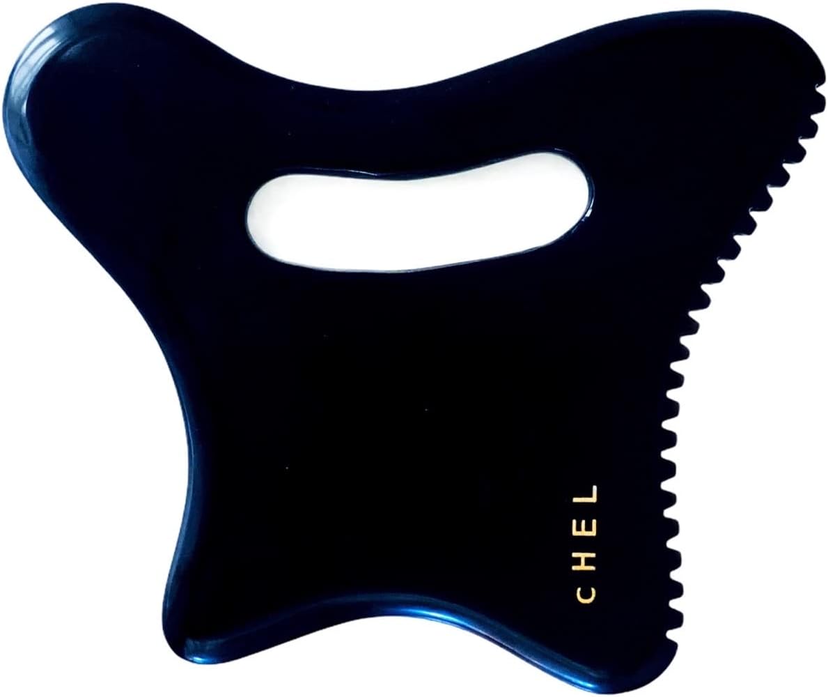 CHEL BIAN STONE BODY GUA SHA, Black, 7 inches L x 5.75 inches W x 0.35 inches D