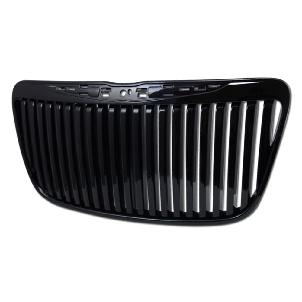 Front Bumper Grill Cover Compatible with 2011-2014 Chrysler 300/300C All Models | Luxury Sport Vertical Style ABS Front Bumper Grille Guard | Front Hood Bumper Guard (Glossy Black)