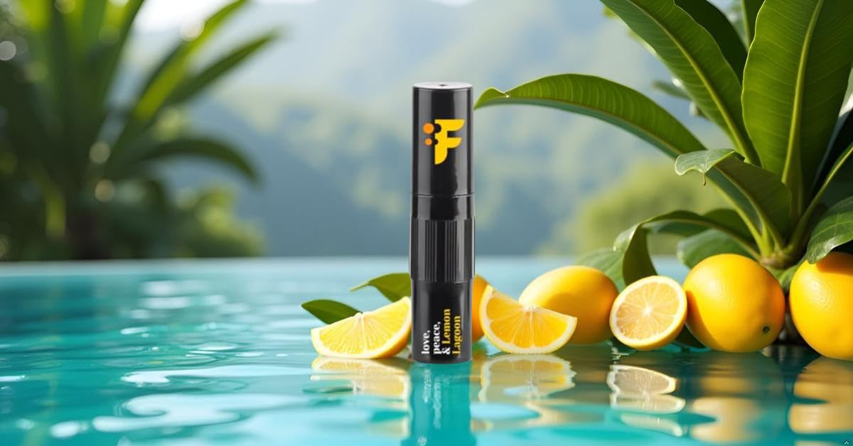 FIOROMA Premium inhalator do nosa z roll-on – kij do aromaterapii ze 100% naturalnymi olejkami eterycznymi – 7 wariantów zapachowych – przenośny i wielokrotnego użytku (Lemon La Lagoon)