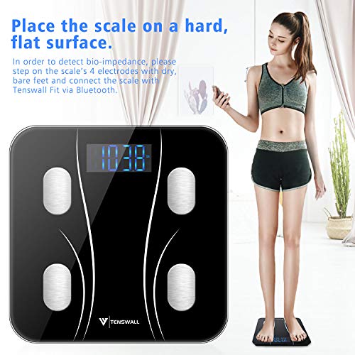 Body Weight Scale, Digital Bathroom Scale Body Composition Monitor Health Analyzer with Smartphone App for Body Weight, Body Fat, Water, BMI, BMR, Muscle Mass 396 lbs
