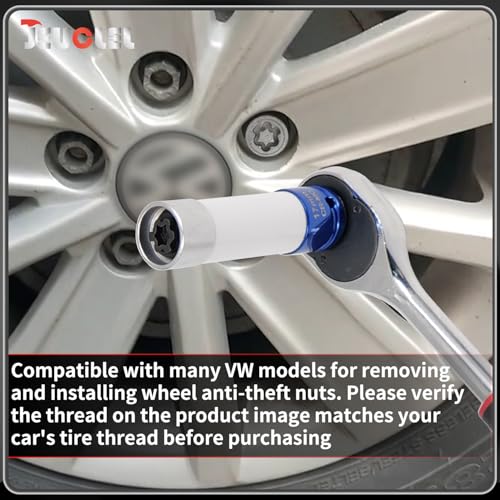 Image of 21PCS Wheel Locking Nut Key Kit Compatible with VW VAG Volkswagen | Wheel Lock Nut Socket Adapter Set, Anti-Theft Lug Removal Tool, Anti-Theft Screw Remover, Repair Tool, Tyre Fitting, garage
