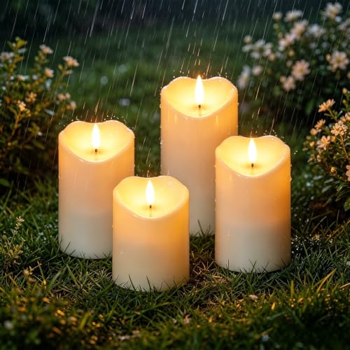 Image of Wondise 4Pack Solar Candles Outdoor Waterproof IP65 Rechargeable