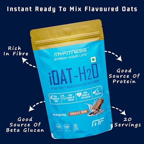 Image of Oats Powder | iOat H2O | Instant Ready To Mix Beta Glucan Rich Flavoured Oats Powder | Breakfast Cereals (500g (Pack Of 1), Cafe Mocha)