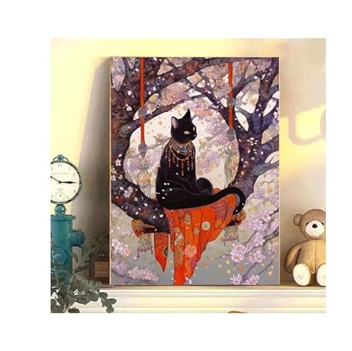 数字油絵 猫 数字塗り絵 油絵セット パズル塗り絵 数字キット デジタル油絵 DIY 塗り絵 手芸キット 絵画 絵具付 数字絵 大人の塗り絵 油絵 ペイントバイナンバー 推し 推し活 趣味 30x40cm フレームなし 蝶々 猫 蝶恋猫３のサムネイル