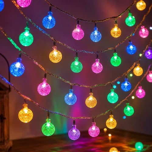 Image of KHIZAR 14 LED Bubble Crystal Ball String Light, Plug-in Multicolor Decorative Lights for Bedroom, Living Room & Party Decor