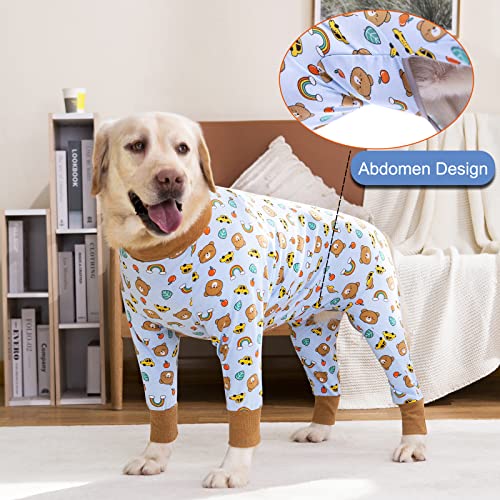 Yeapeeto Einteiler für Hunde, zur Erholung, für große und mittelgroße Hunde, Schlafanzug, Ganzkörper für Haarausfall, Allergien, Anti-Lecken, Wundschutz, Kegel-Alternative (5XL, Bär)