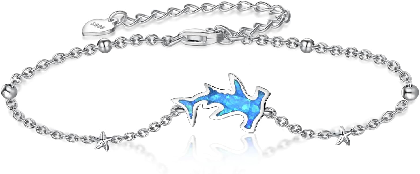 Hammerhead Shark/Starfish/Octopus Sterling Silver Shark Bracelet for Women - Cute Ocean Animal Jewelry for Women