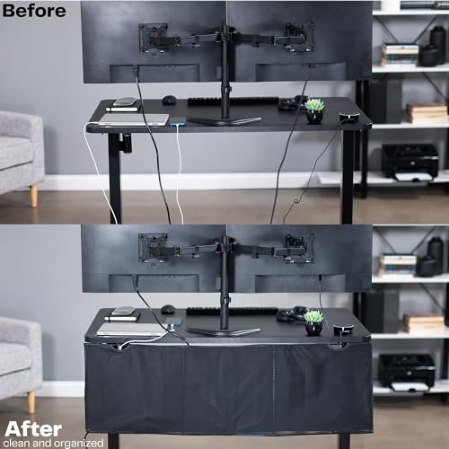 VIVO Black 48 inch Under Desk Privacy and Cable Management Organizer Sleeve, Wire Hider Kit Panel System, DESK-SKIRT-48 by VIVO - Image 2