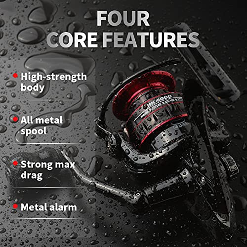 LINNHUEスピニングリールHE1000 (ブラックレッドHK, 7000) 3枚目