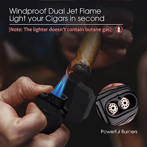 Encendedor de Mecha Doble con Punch y Soporte para Cigarro miniatura 2