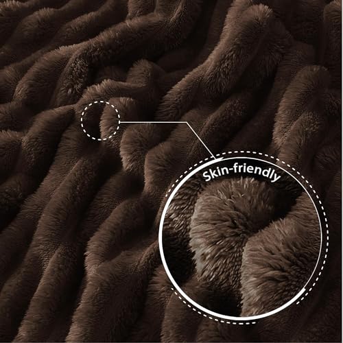Exclusivo Mezcla Kuscheldecke Flauschig Fleecedecke Flanell Decke, Leichte und Warme Sofadecke Couchdecke für Ganzjahreszeit, 150 x 200 cm Braun