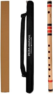 Deepa Musical Flute C Natural Bansuri For Beginners, Medium (19 inches), Right-Handed, Natural Bamboo Flute