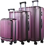 20/24/28 3-teiliges Gepäckset beinhaltet: 20-Zoll-Handgepäck mit vorderer Laptoptasche, 20