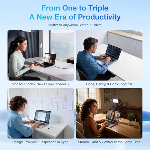 Image of SMISEACOW Laptop Screen Extender Bundle, 15.6 inch FHD Portable Dual & Triple Monitor Extender Combo, Ultra-Slim IPS Laptop Monitor, Plug & Play for 14 inch-17.3 inch Laptops, Compatible with Windows /Mac /Android /