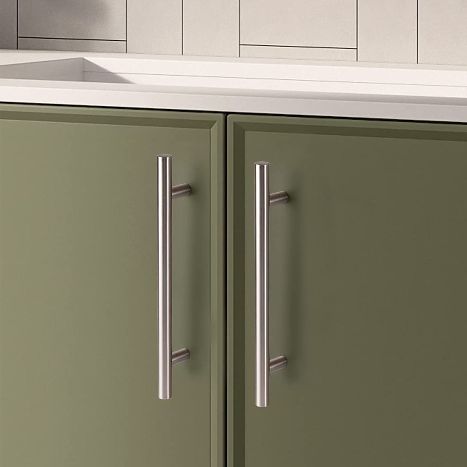 SRHIMEOS Lot de 2 Poignées de Porte de Placard en Acier Inoxydable Entraxe pour Porte d'armoire Poignées de Porte de Cuisine avec Vis(Argent) (Hole Distance 64mm)