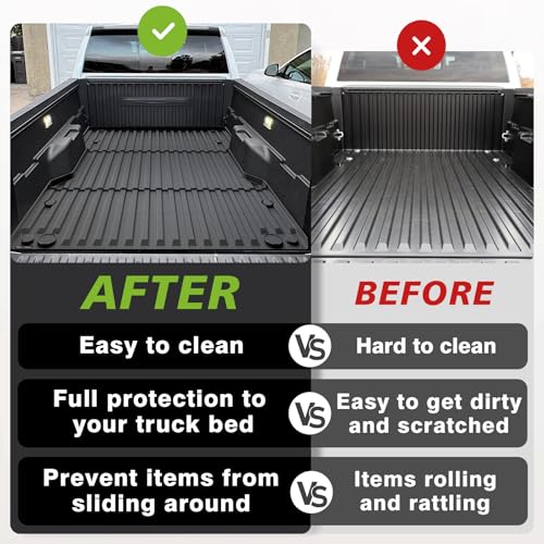 Image of TripleAliners Truck Mat Compatible with 2024-2026 Toyota Tacoma 6FT Accessories, Truck Bed Mat Heavy Duty Custom Fit All Weather Protection TPE Pickup Liner