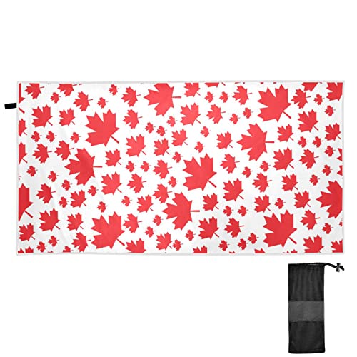 Yasala Sand Free Beach Towel Canadian Flag Leaves Oversize Soft Bath Towel Quick Dry Lightweight Hiking Camping Compact Towel 31" × 71" #TOP3