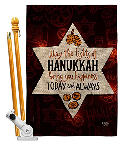 Ornament Collection Lights of Hanukkah Burlap House Flag Set Winter Candle Bonsai Menorah Jewish Chanukah David Decoration Banner Small Garden Yard Gift Double-Sided, Made in USA