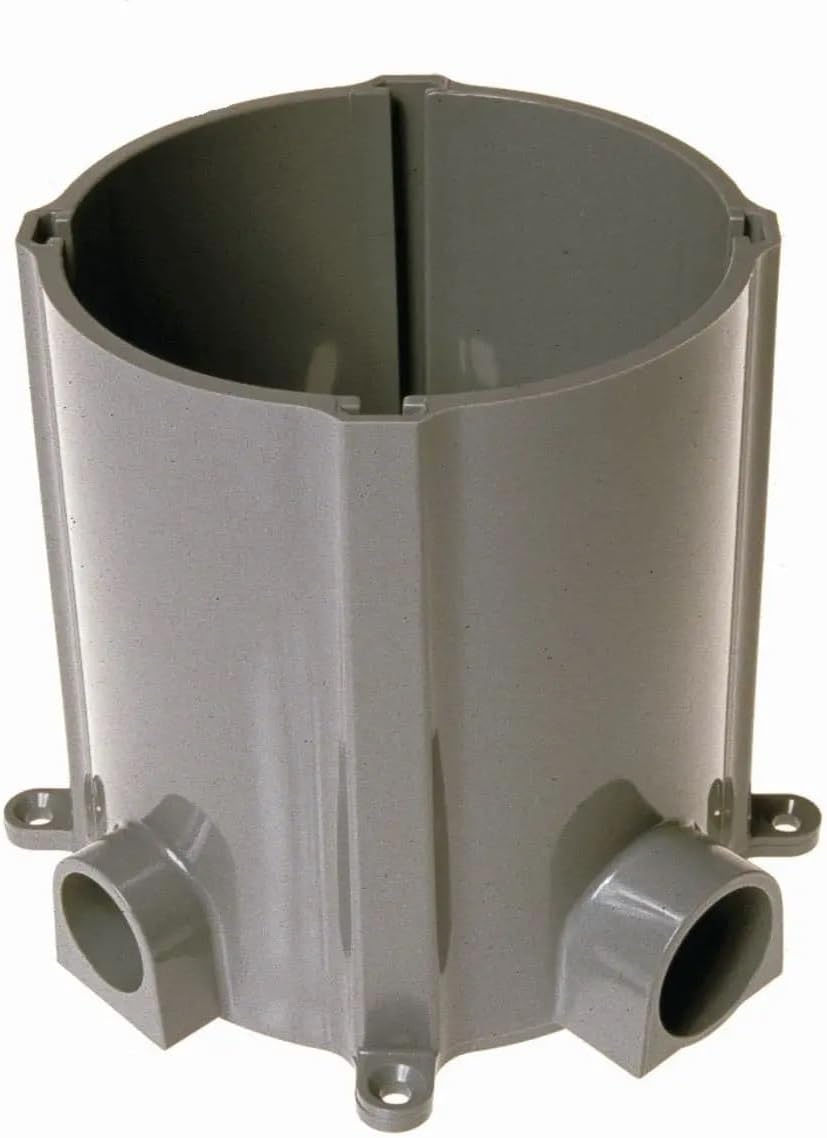 RACO 5511 Round Nonmetallic Floor Box for Concrete Pour 3/4 in. and 1 in. Hubs, 5 in. Inside Dia, Gray