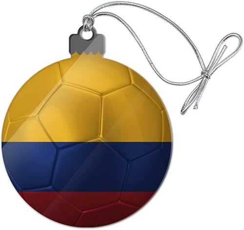 GRAPHICS & MORE Bandera de Colombia Bola de Fútbol Fútbol Fútbol Acrílico Árbol de Navidad Adorno de vacaciones