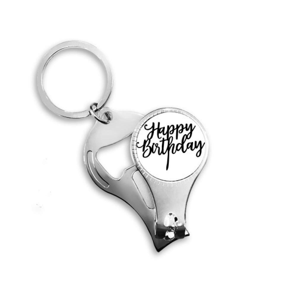 Joyeux Anniversaire Pince à ongles Anneau porte-clés Décapsuleur en métal
