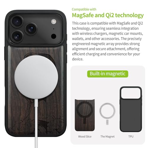 Coque iPhone 17 Pro Max compatible MagSafe étui bois antichoc - 5