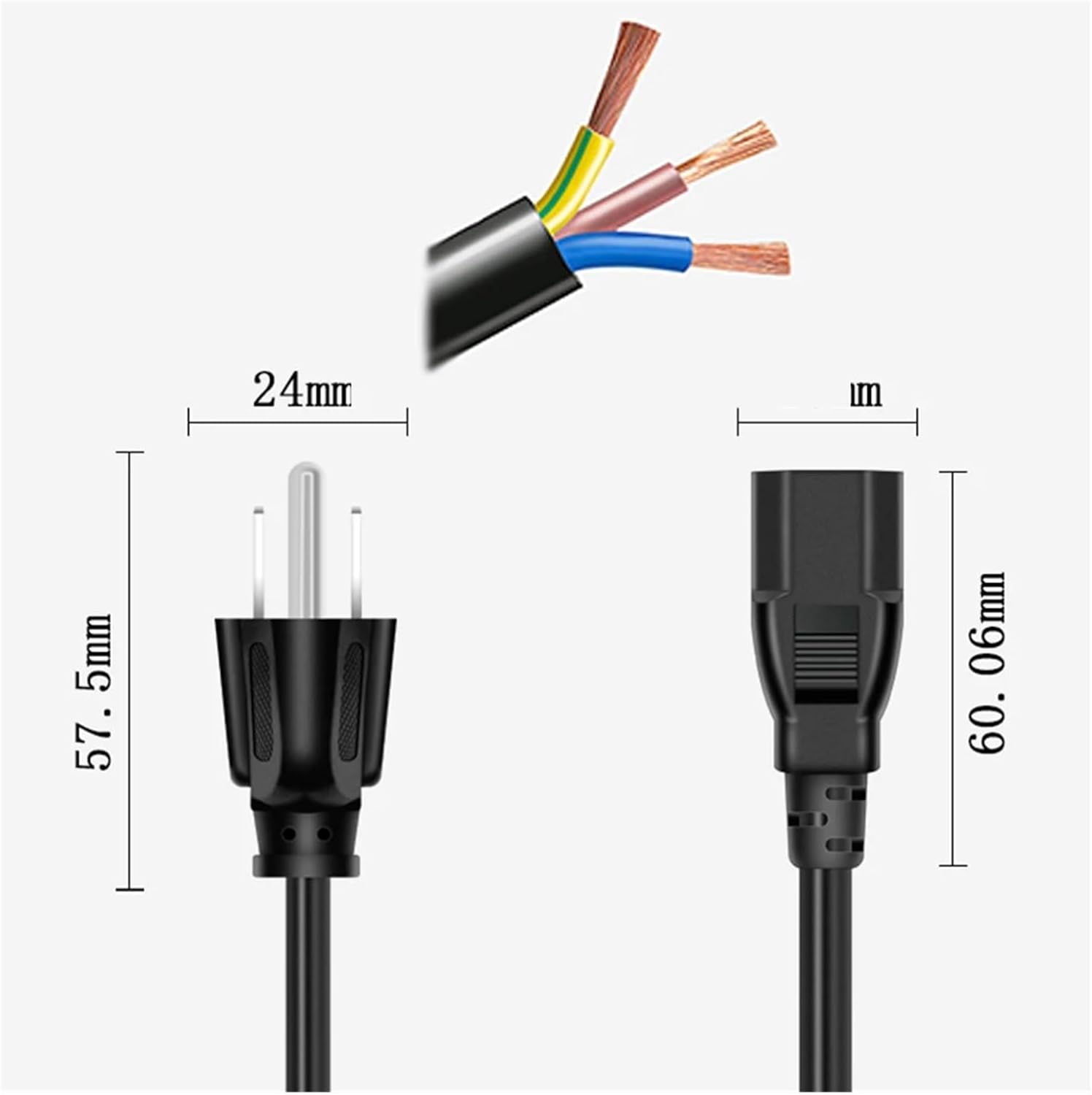 C13 Power 3C*0.75mm 10A 250V Cable Length 120CM