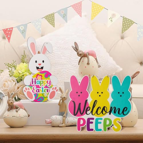 L1rabe-Easter-Welcome-Door-Signs-2Pcs-Welcome-Peeps-Easter-Bunny-Wooden-Front-Hanging-Door-Sign-Decorations-Spring-Colorful-Rabbit-Indoor-Outdoor-Farmhouse-Porch-Wall-Fireplace-Decor-Spring-Gifts L1rabe Easter Welcome Door Signs 2Pcs Welcome Peeps Easter Bunny Wooden Front Hanging Door Sign Decorations Spring Colorful Rabbit Indoor Outdoor Farmhouse Porch Wall Fireplace Decor Spring Gifts