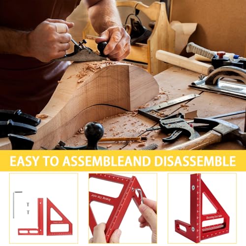 Koprek 3D Multi-Angle Measuring Ruler – 45/90 Degree Aluminum Alloy Miter Triangle Ruler, High Precision Woodworking Square Protractor for Carpentry, Engineering & DIY Projects (Red) 6 Koprek 3D Multi-Angle Measuring Ruler – 45/90 Degree Aluminum Alloy Miter Triangle Ruler, High Precision Woodworking Square Protractor for Carpentry, Engineering & DIY Projects (Red) - Image 6
