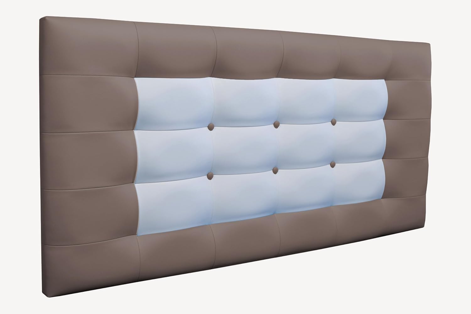 ONEK-DECCO Cabecero de Cama tapizado en Polipiel Mod. Florida con Forma de Marco y Botones,Acolchado de Espuma,de niño, Juvenil y Matrimonio, Cabezal de Colgar Altura 70cm. (135X70, Arena-Blanco)