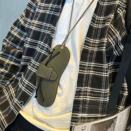 Image of FASHIXD Glasses Case Portable Travel Sunglass Case with Lanyard Eyeglass Pouch Bag Sunglass Holder for Purse For Women Men (Classic-Dark green)