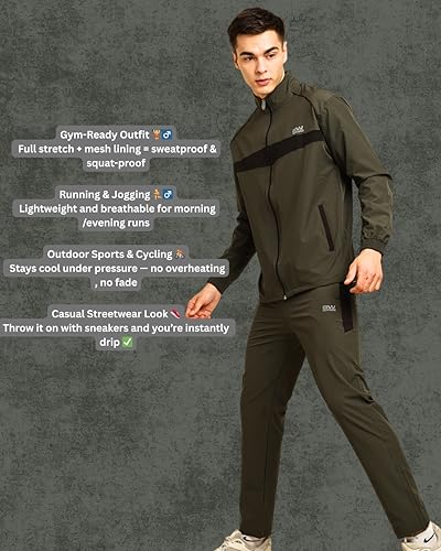 Image of BW:Beatwide Men's Tracksuit NS Dot Terry Polyester Spandex Full Stretch | Track Suit for Man Winter Wear | Sports Track Suit for Men Gym Running, Workout