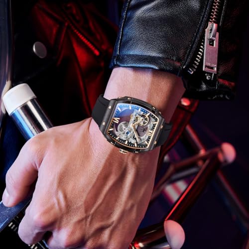 Image of OLEVS Skeleton Mechanical Watch Men Self Winding Luxury Business Dress Men Wrist Watches Calendar Rose Gold Watches