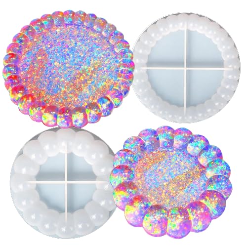 Image of RKPM HOMES Bubble Coaster Mould I Silicone Round Epoxy Resin Deep Casting Tray I Ashtray Mold for Homemade Ornament DIY Art Crafts Jewelry Storage Box Ring Trinket Container Table Decoration (2 Size)