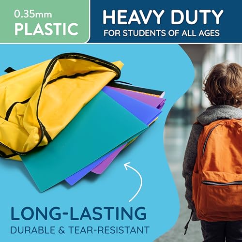 Blue Summit Supplies 6 Poly Two Pocket Folders, Assorted Gem Tones, Durable Plastic 2 Pocket Folders, Letter Size with Business Card Slot, 6 Pack…
