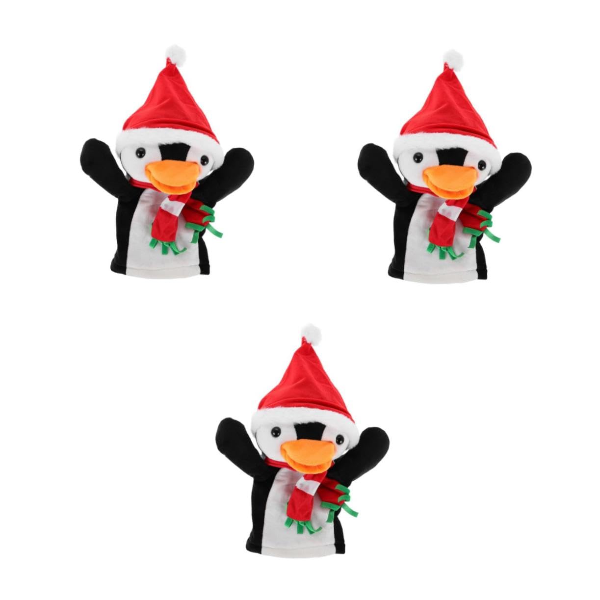 FRCOLOR 3 Piezas Marioneta de Mano Pingüino Navideño de Peluche para Interactivos Infantiles y Adultos Muñeco Animal Festivo para Historias y Actividades Familiares