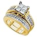 Dazzlingrock Collection 2.50 Carat (ctw) 14K Princess Diamond Women Invisible Fashion Engagement Ring Set 2 1/2 CT, Yellow Gold