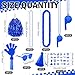 Soulchen 540 Pcs Blue Team Spirit Accessories Bulk Spirit Day Pep Rally Accessories Sporting Events Party Cheerleading Pom Poms Hand Clappers Thunder Stick Whistle Megaphone