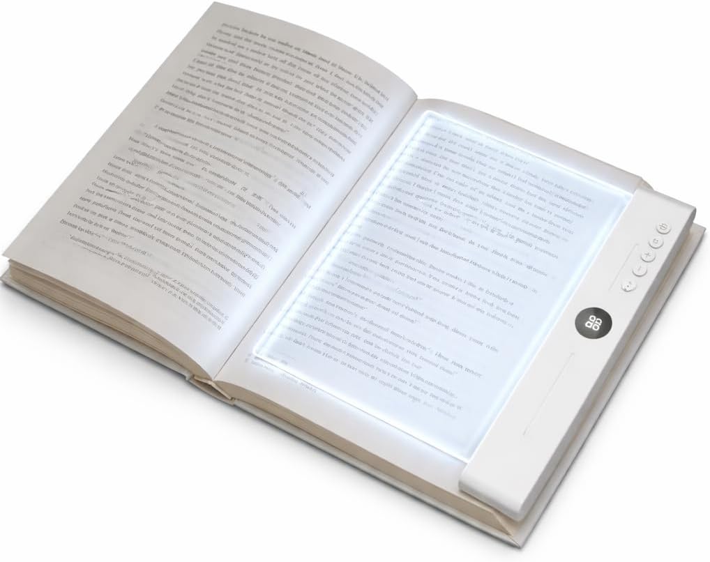Book Light for Reading in Bed - Rechargeable LED Flat Full Page Reading Light with 3 Color Modes & 1-99 Min Timer, Dimmable Eye-Care Booklight, 35H Battery, USB-C, Gift for Book Lovers